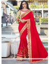 Art Silk Red Patch Border Work Traditional Saree