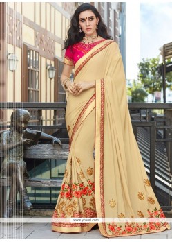 Beige Embroidered Work Saree