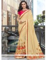 Beige Embroidered Work Saree