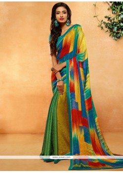 Multi Colour Print Work Printed Saree