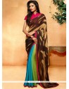 Print Work Multi Colour Crepe Jacquard Printed Saree