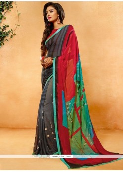 Crepe Jacquard Multi Colour Printed Saree