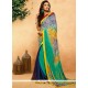 Multi Colour Print Work Crepe Jacquard Printed Saree