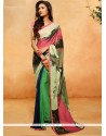 Multi Colour Crepe Jacquard Printed Saree