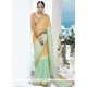 Faux Georgette Beige And Sea Green Shaded Saree