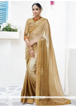 Faux Chiffon Beige And Cream Shaded Saree