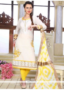 Chanderi Cream Embroidered Work Readymade Suit