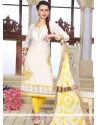 Chanderi Cream Embroidered Work Readymade Suit