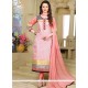 Embroidered Work Pink Chanderi Readymade Suit