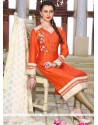 Chanderi Orange Readymade Suit