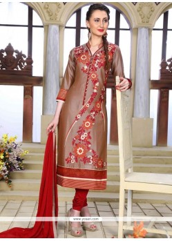 Embroidered Work Chanderi Readymade Suit