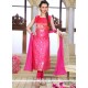 Embroidered Work Hot Pink Chanderi Readymade Suit