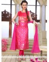 Embroidered Work Hot Pink Chanderi Readymade Suit