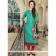 Sea Green Embroidered Work Chanderi Readymade Suit