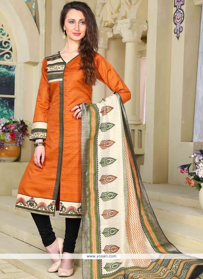 Buy Orange Readymade Suit | Churidar Salwar Suits