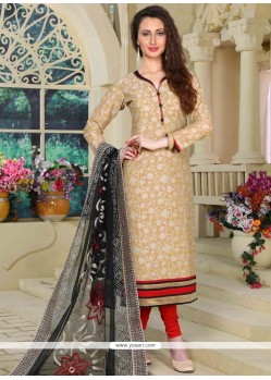 Chanderi Beige Readymade Suit