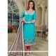 Blue Embroidered Work Chanderi Readymade Suit