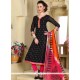 Embroidered Work Black Chanderi Readymade Suit