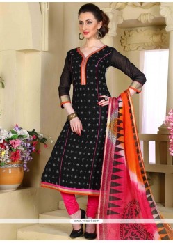 Embroidered Work Black Chanderi Readymade Suit