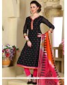 Embroidered Work Black Chanderi Readymade Suit