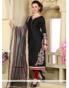 Chanderi Black Embroidered Work Readymade Suit