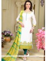 Cream Embroidered Work Chanderi Readymade Suit