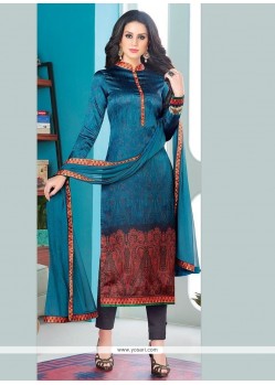 Digital Print Work Satin Pant Style Suit