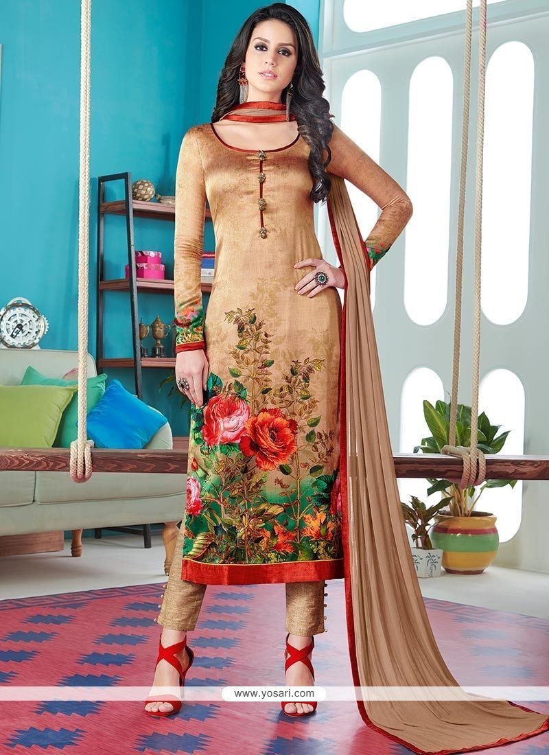 Buy Multi Colour Satin Pant Style Suit | Churidar Salwar Suits