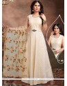 Cream Embroidered Work Readymade Anarkali Suit