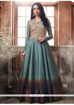 Resham Work Green Floor Length Anarkali Suit