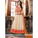Off White Embroidered Work Raw Silk Floor Length Anarkali Suit