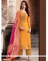 Art Silk Embroidered Work Pant Style Suit
