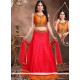 Orange And Red Lace Work Art Silk Lehenga Choli