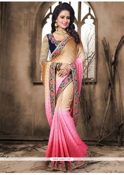 Crepe Jacquard Embroidered Work Shaded Saree