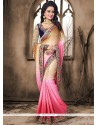 Crepe Jacquard Embroidered Work Shaded Saree