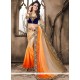 Orange Crepe Jacquard Shaded Saree