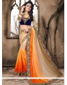 Orange Crepe Jacquard Shaded Saree