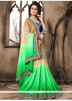 Crepe Jacquard Patch Border Work Shaded Saree