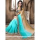 Embroidered Crepe Jacquard Shaded Saree In Blue