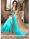 Embroidered Crepe Jacquard Shaded Saree In Blue