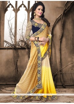 Crepe Jacquard Embroidered Work Shaded Saree