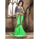 Green Patch Border Work Crepe Jacquard Classic Saree