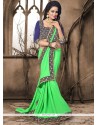 Green Patch Border Work Crepe Jacquard Classic Saree