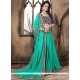 Sea Green Patch Border Work Crepe Jacquard Classic Designer Saree