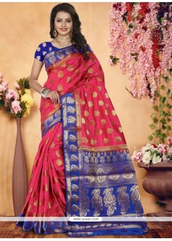 Art Silk Rose Pink Designer Traditional Saree