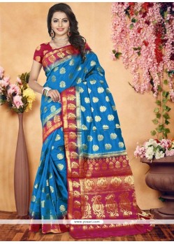 Blue Art Silk Traditional Designer Saree