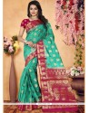 Weaving Work Firozi Art Silk Traditional Designer Saree