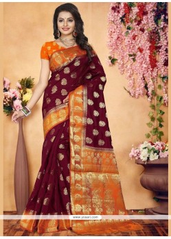 Art Silk Maroon Designer Traditional Saree