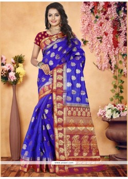 Blue Weaving Work Traditional Saree