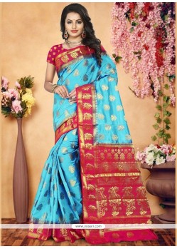 Blue Weaving Work Designer Traditional Saree